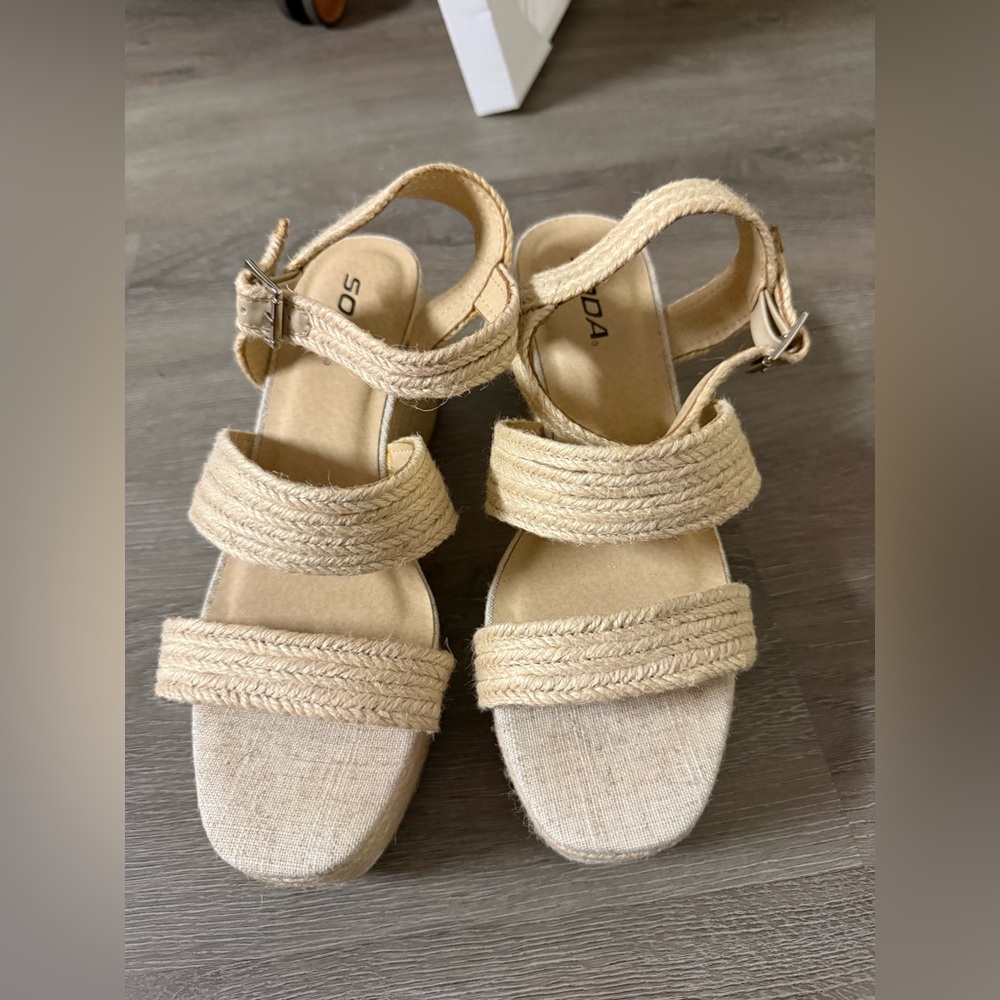 SODO Beige Wedge Sandals - Picture 3 of 5